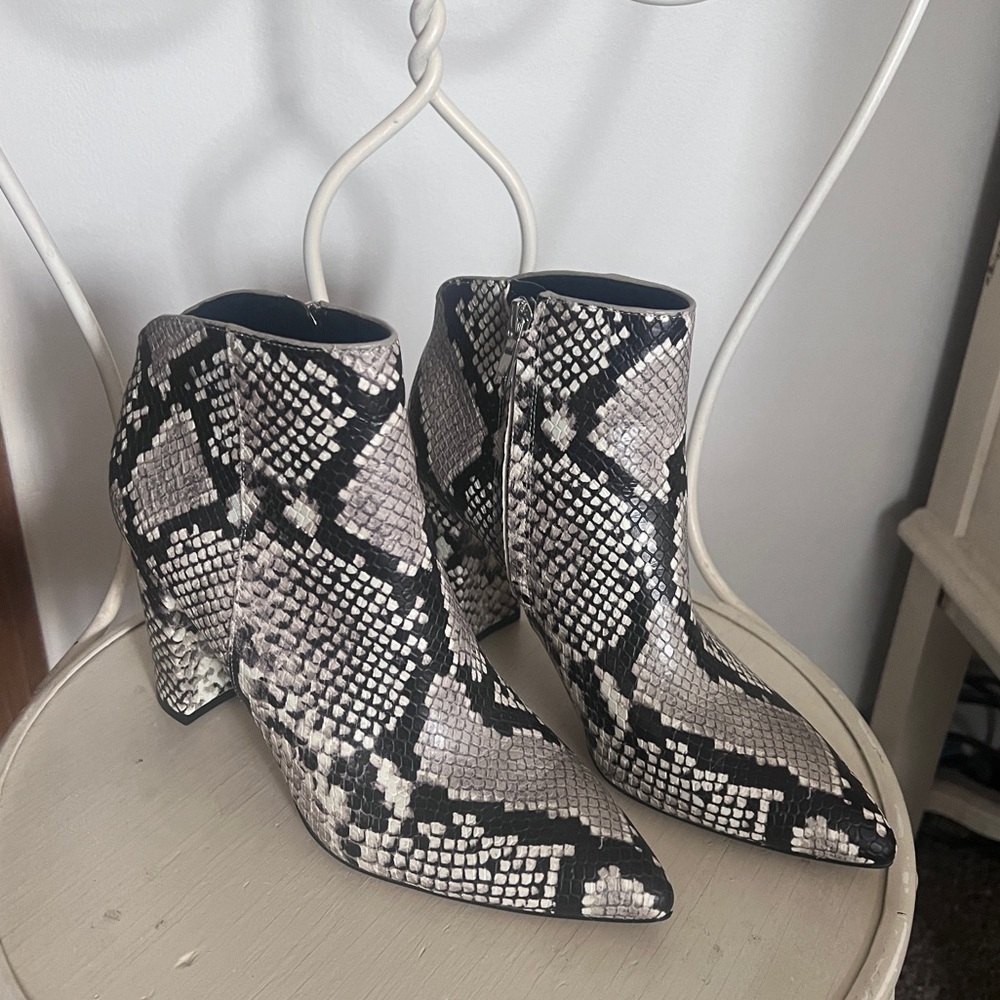Marc Fisher Snakeskin Print Ankle Boots